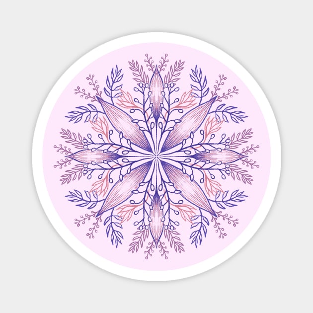 Botanical cottagecore boho floral line art pink purple Magnet by Boriana Giormova